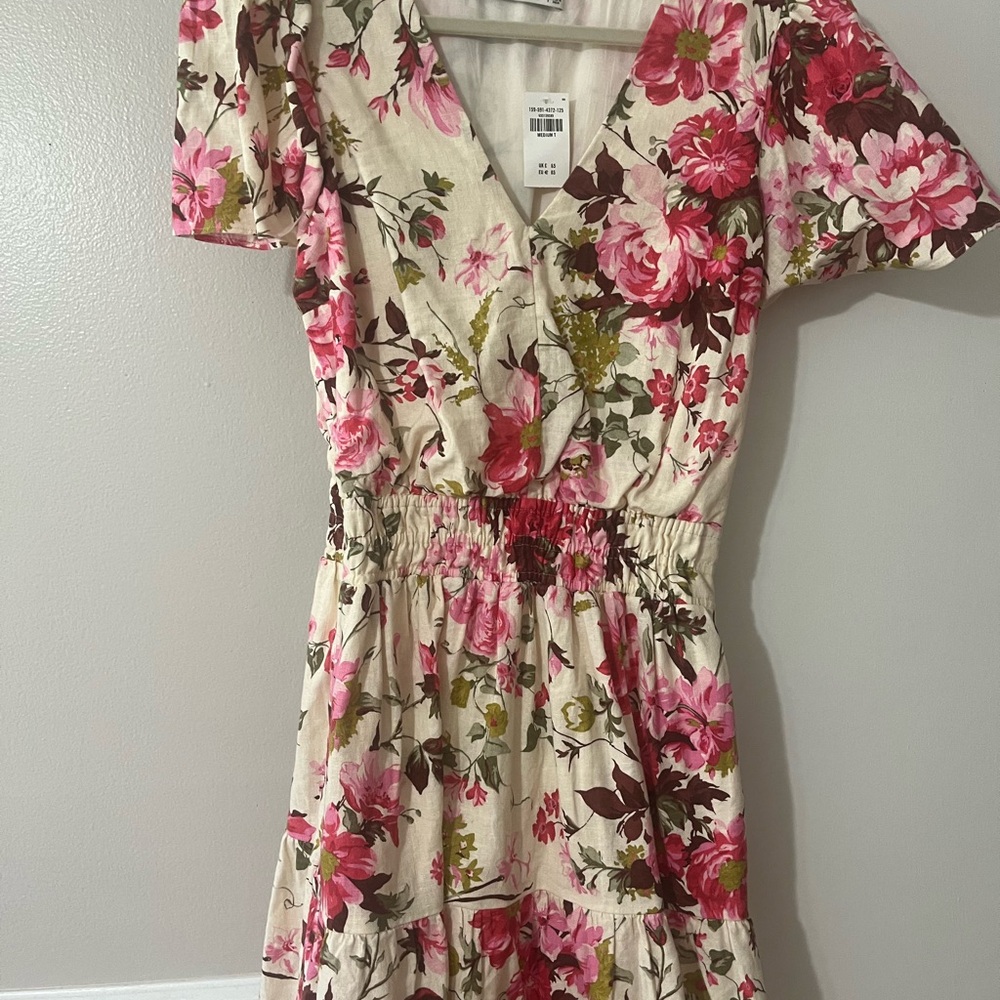Abercrombie & Fitch Pink and Red Flutter Sleeve Sundress